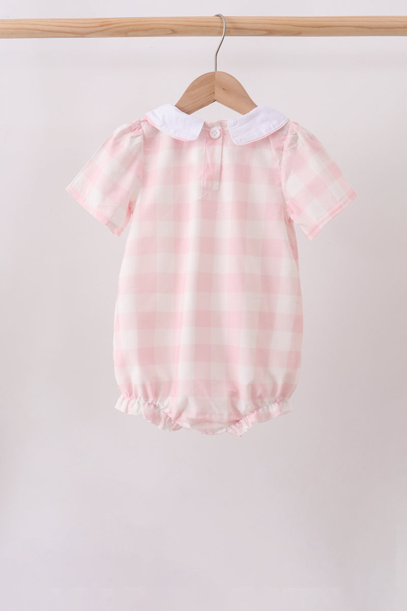 Baby Girl Pink Gingham Collar Bubble
