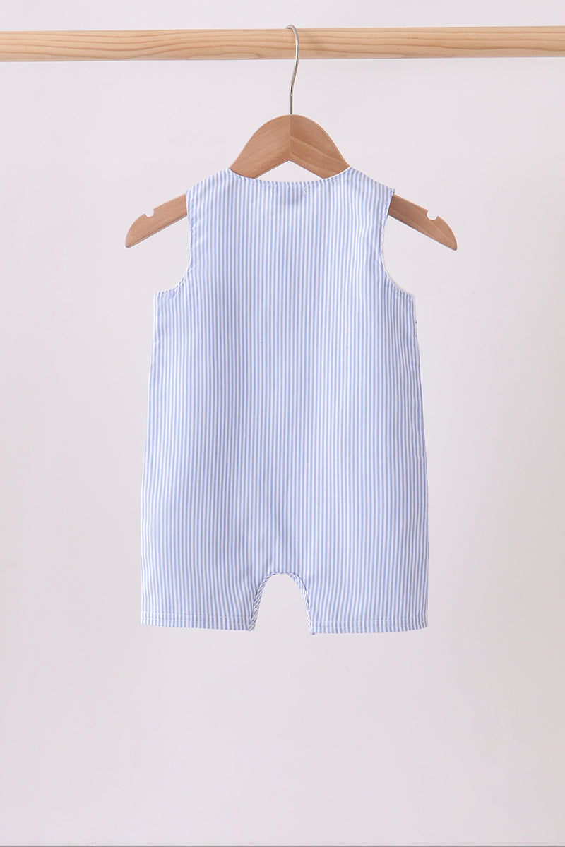 Baby Boys Blue Whale Embroidered Seersucker Jon Jon