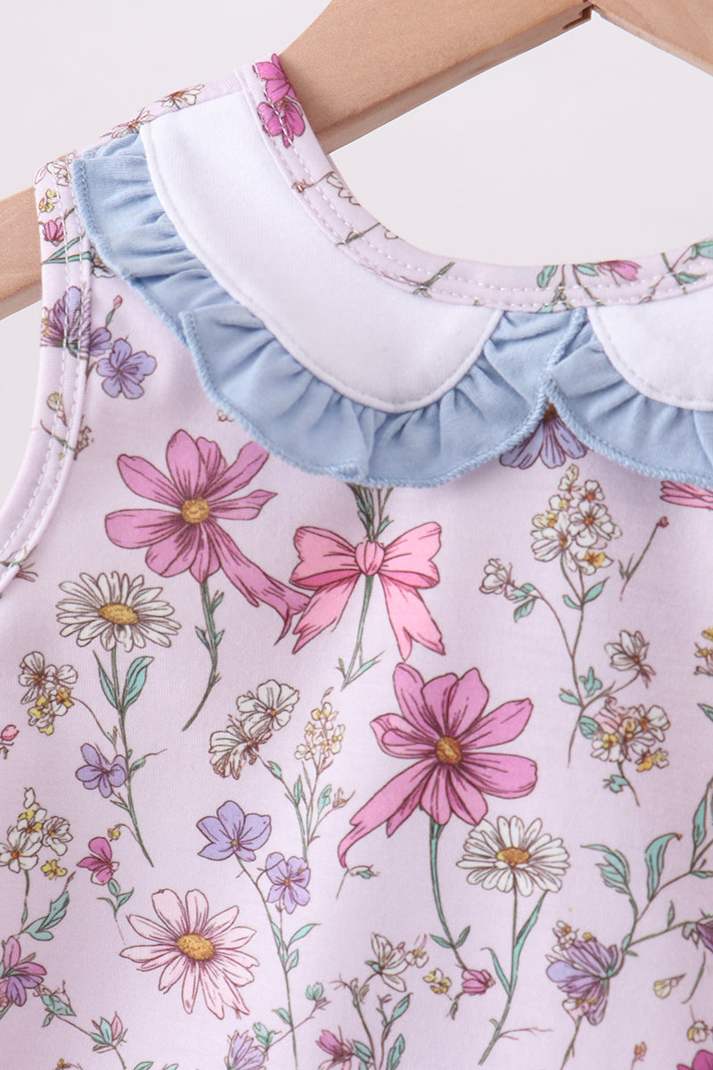 Baby Girls Purple Garden Ruffle Bloomer Set