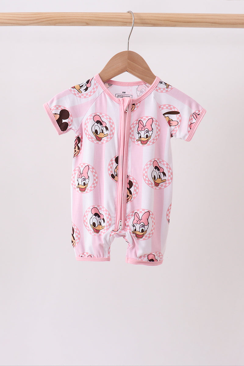 Baby Girls Pink Character Bamboo Romper