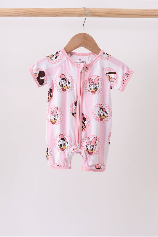 Baby Girls Pink Character Bamboo Romper