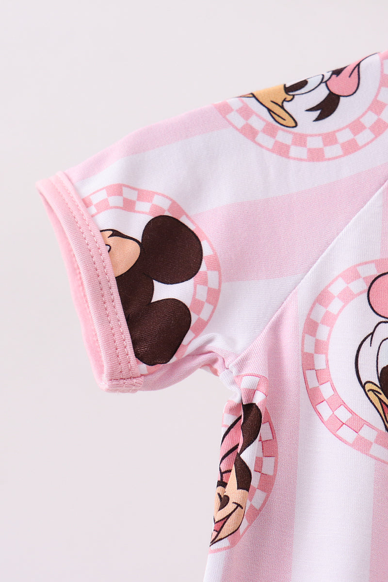 Baby Girls Pink Character Bamboo Romper