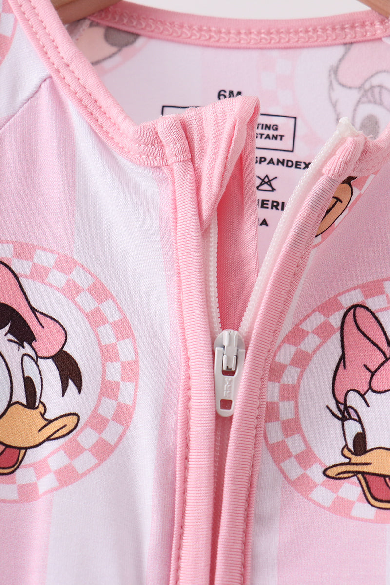 Baby Girls Pink Character Bamboo Romper