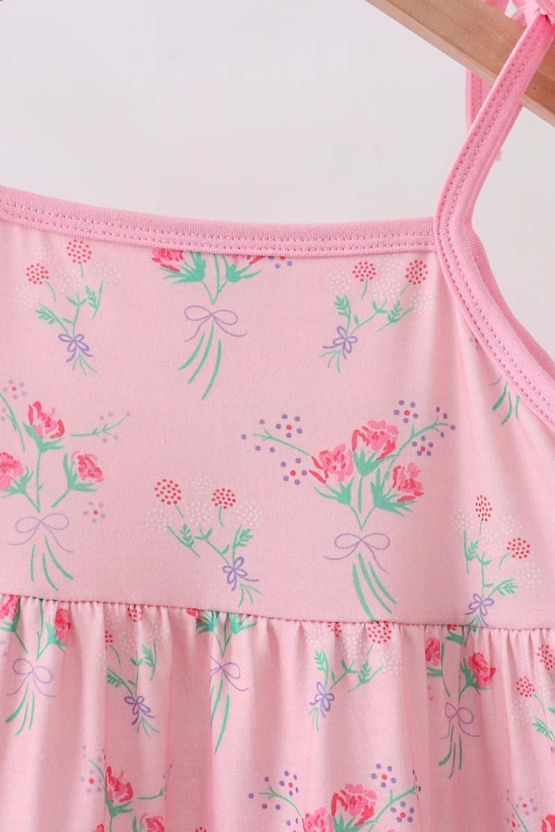 Baby & Girls Pink Floral Tiered Dress