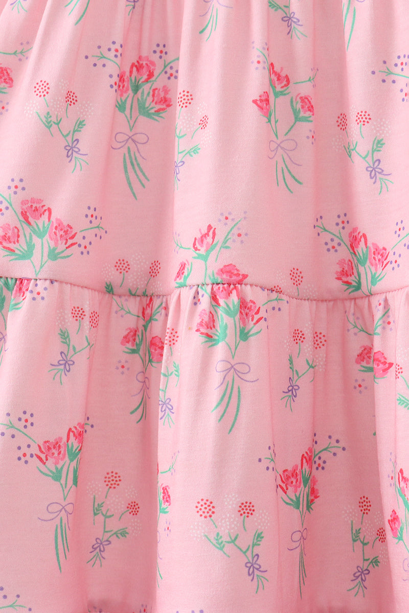 Baby & Girls Pink Floral Tiered Dress