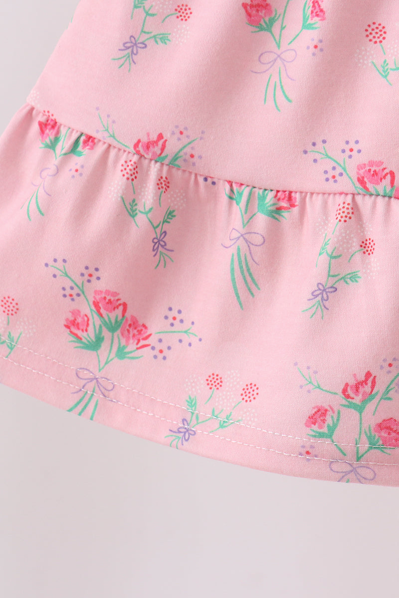 Baby & Girls Pink Floral Tiered Dress