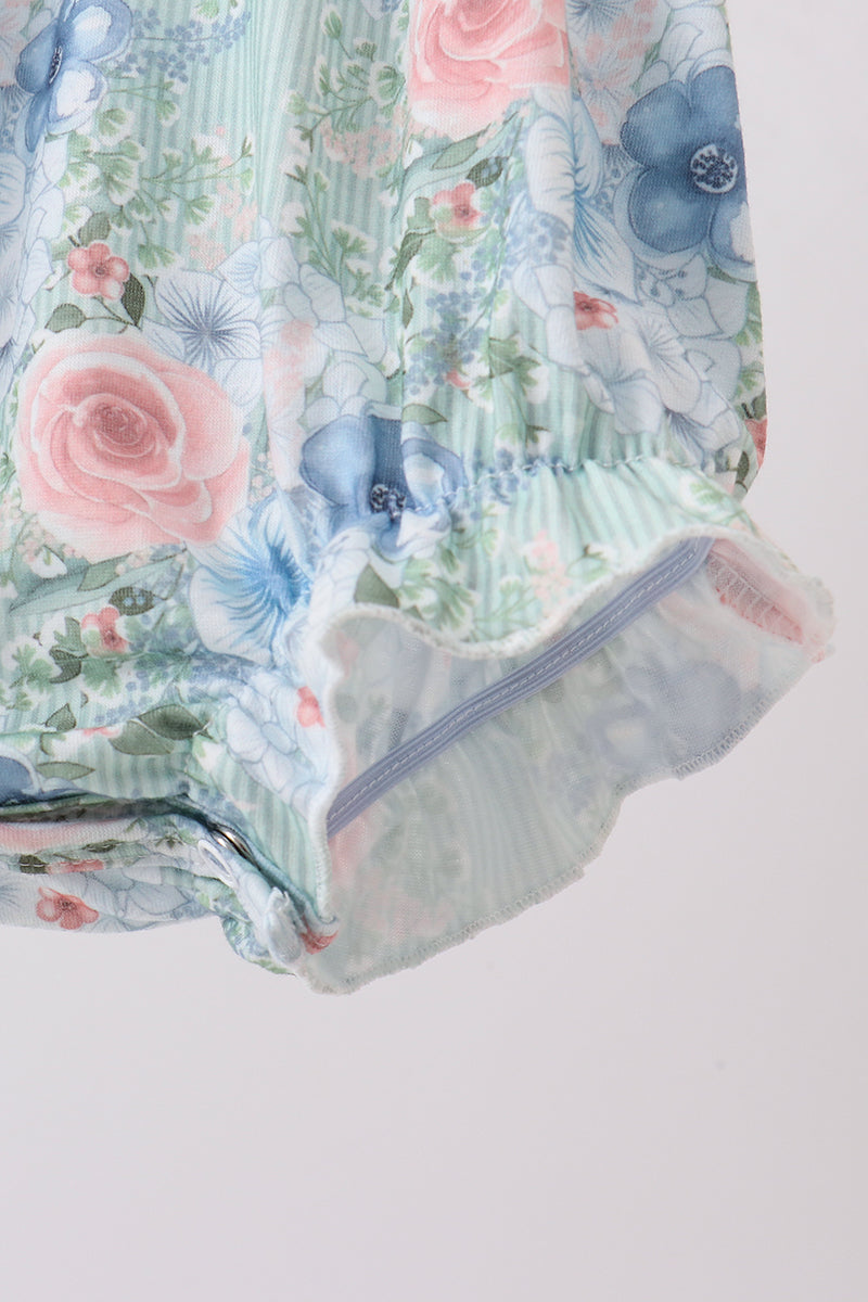 Baby Girls Floral Smocked Bubble