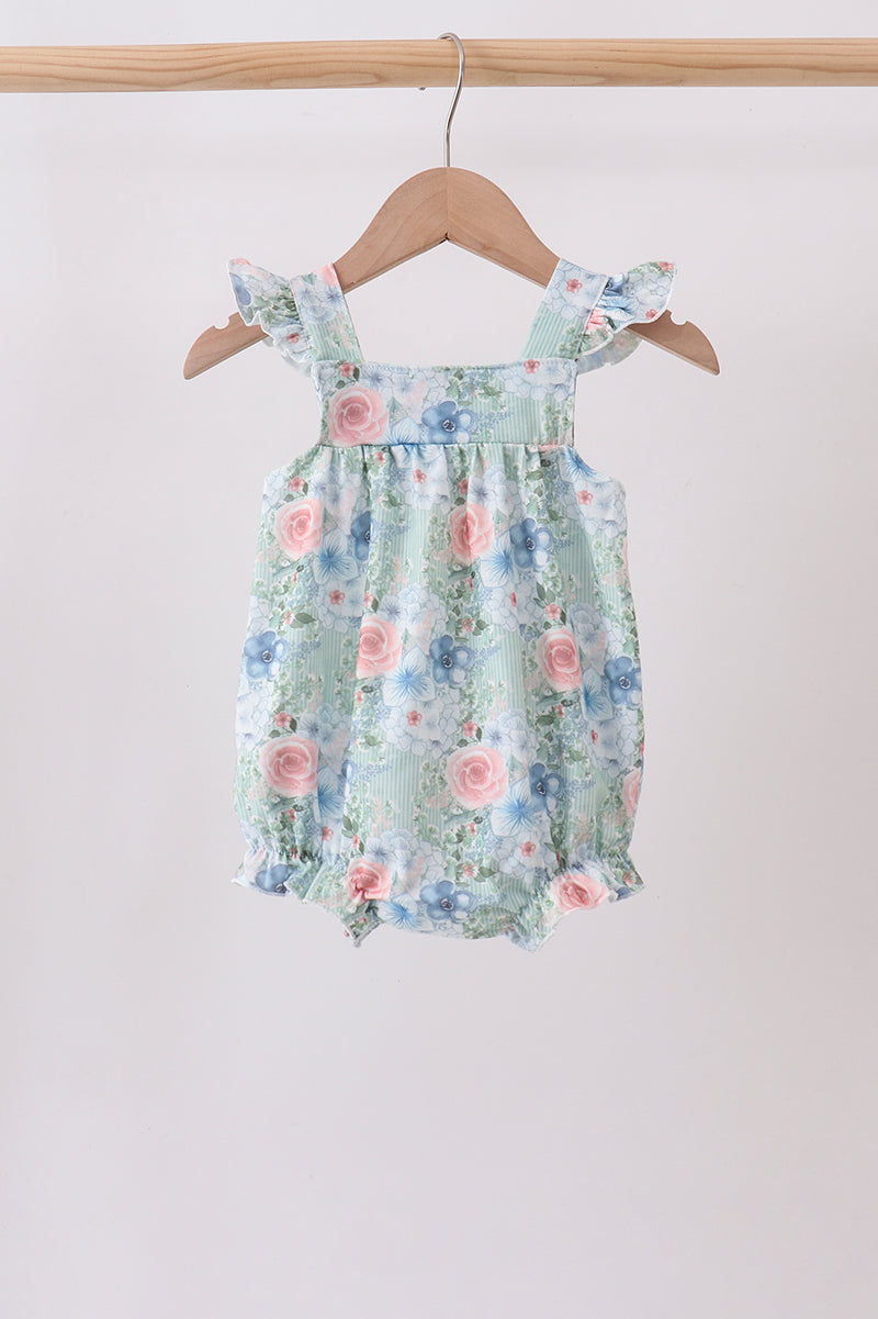 Baby Girls Floral Smocked Bubble