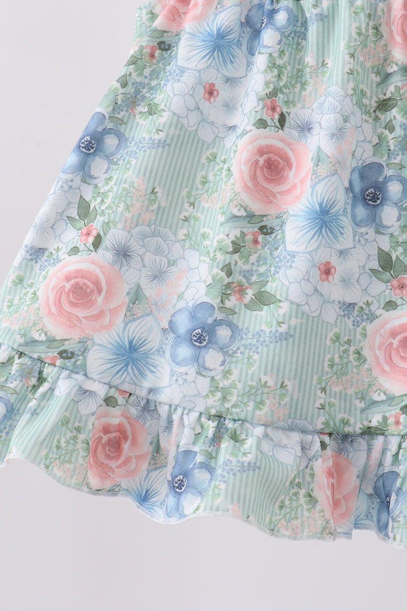 Baby Girls Floral Smocked Bloomer Set