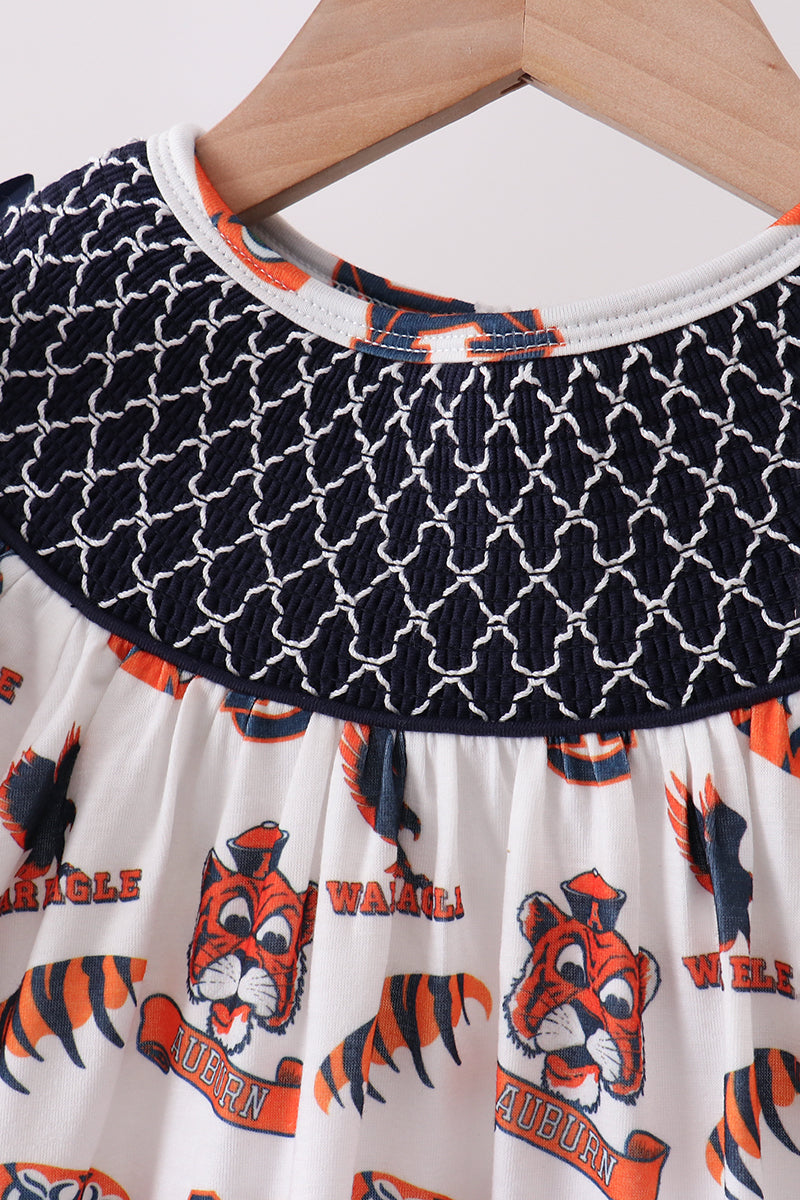 Toddler & Girls Navy Auburn Smocked Scalloped Shorts Set