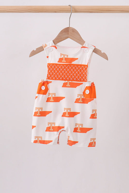 Baby Boys Orange Tennessee Smocked Jon Jon