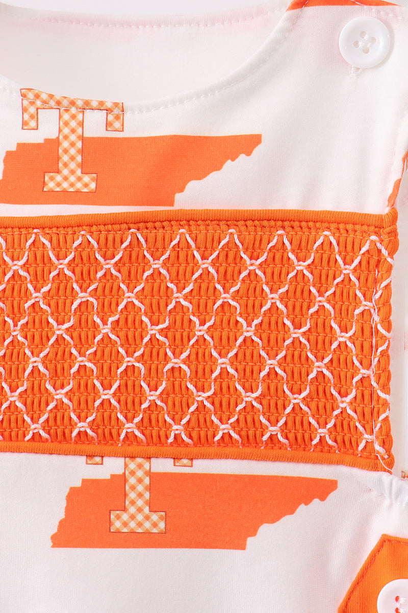Baby Boys Orange Tennessee Smocked Jon Jon