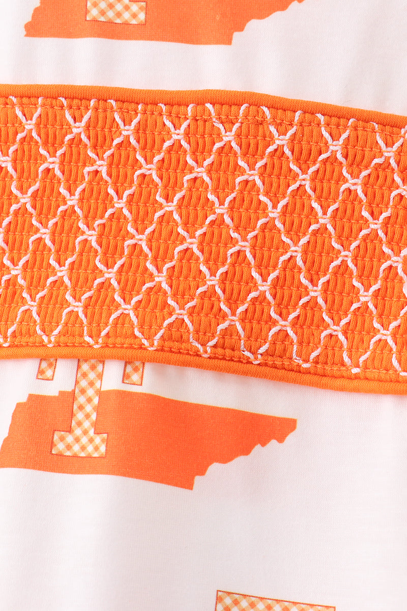 Boys Orange Tennessee Smocked Shorts Set