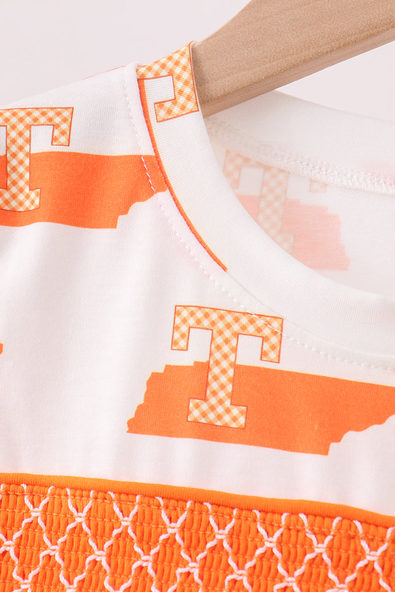 Boys Orange Tennessee Smocked Shorts Set