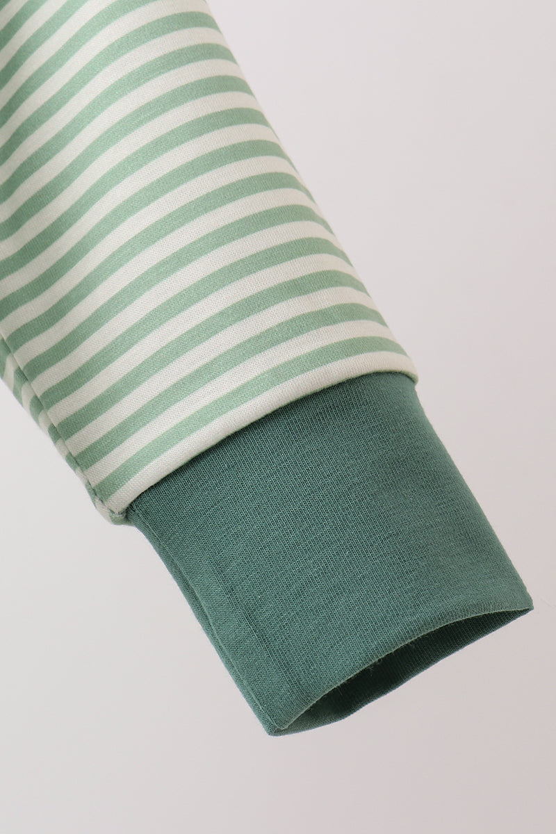 Baby Boy Collared Long Sleeve Stripe Pocket Bubble