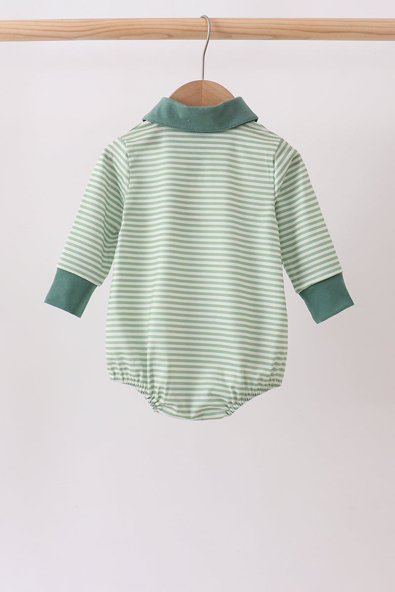 Baby Boy Collared Long Sleeve Stripe Pocket Bubble