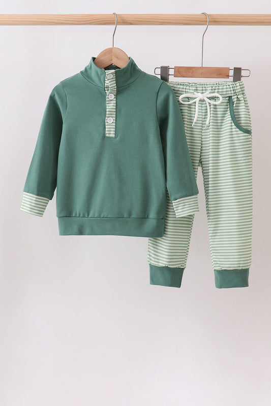 Boys Teal Stripe Jogger Set
