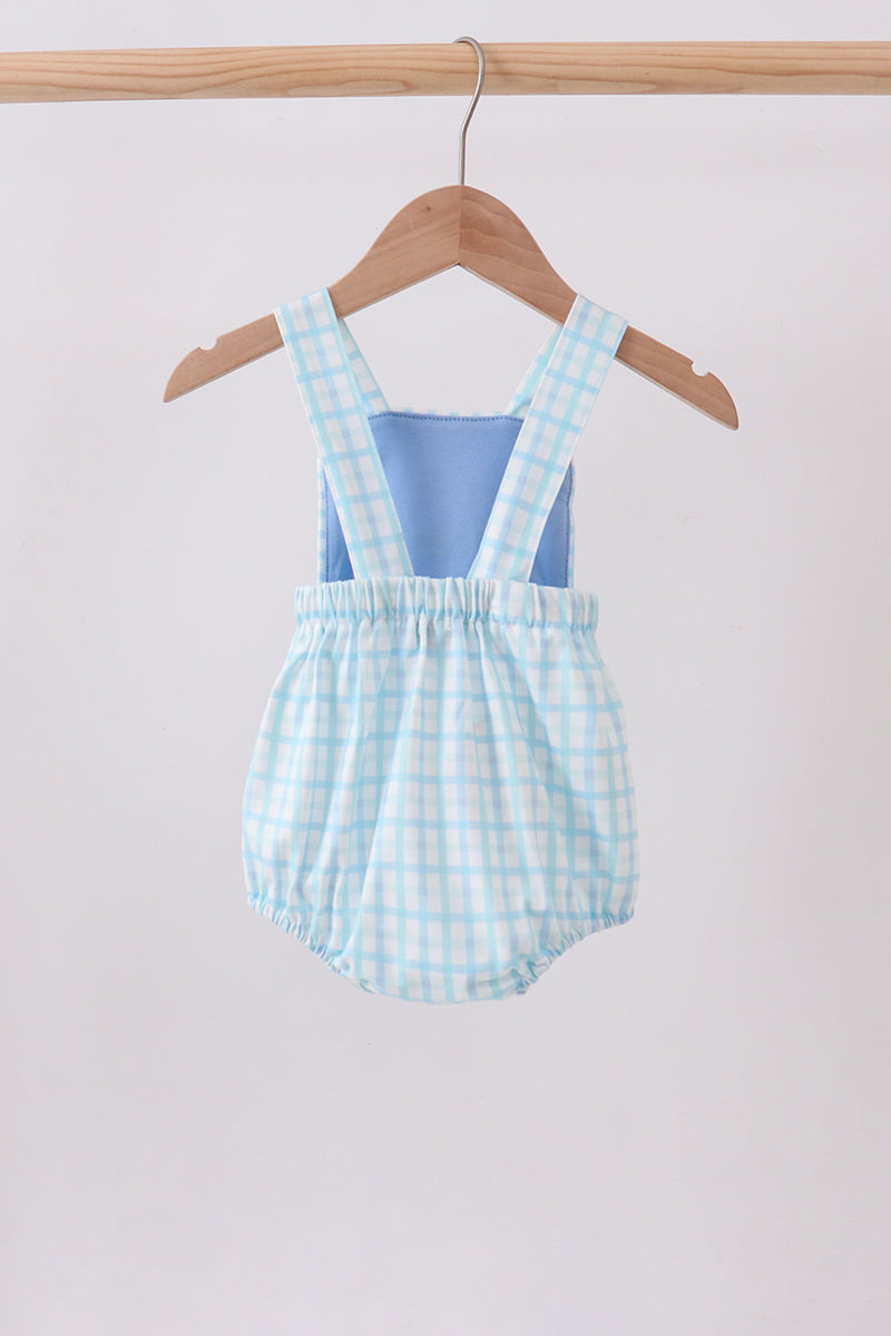 Baby Boys Blue Crocodile Embroidered Bubble