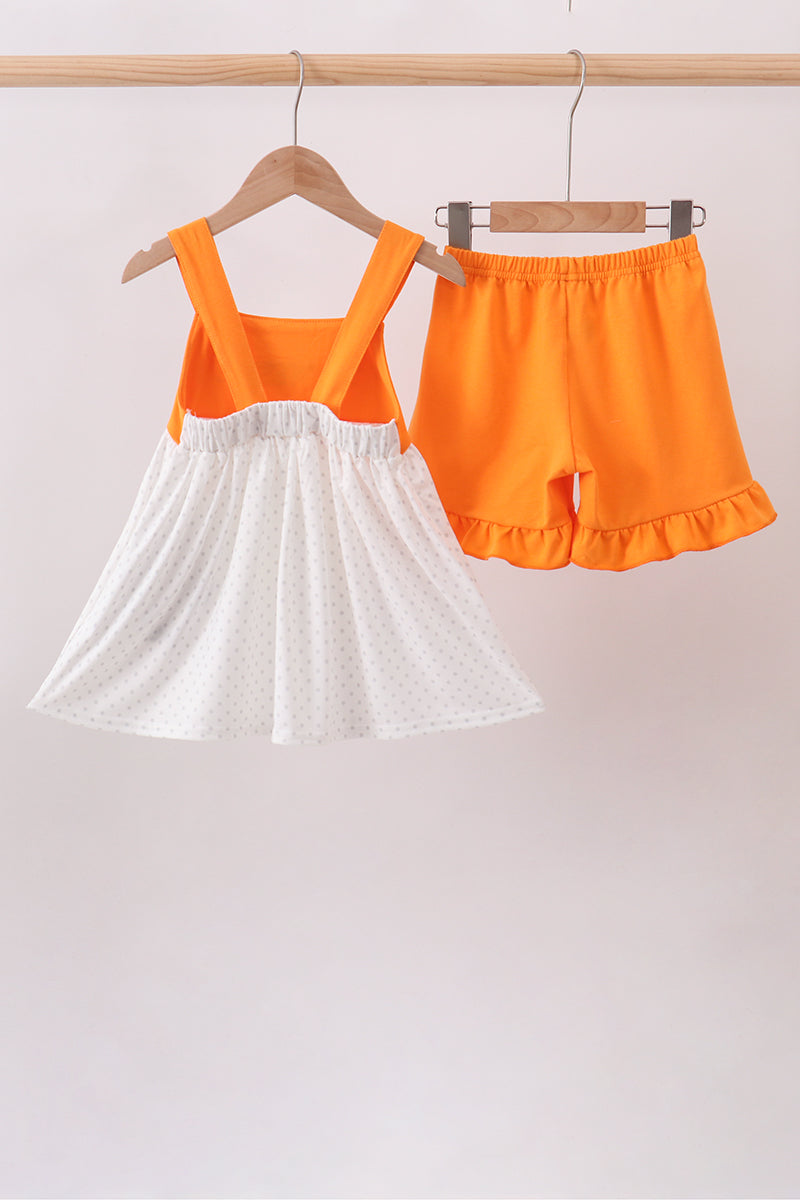 Girls Orange Tennessee Vols Applique Ruffle Shorts Set