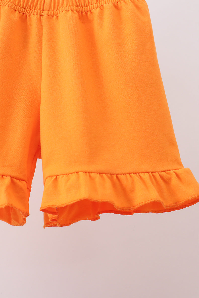 Girls Orange Tennessee Vols Applique Ruffle Shorts Set
