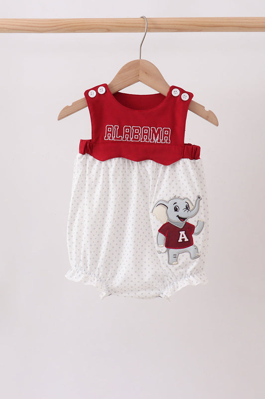 Baby Girls Maroon Alabama Applique Bubble
