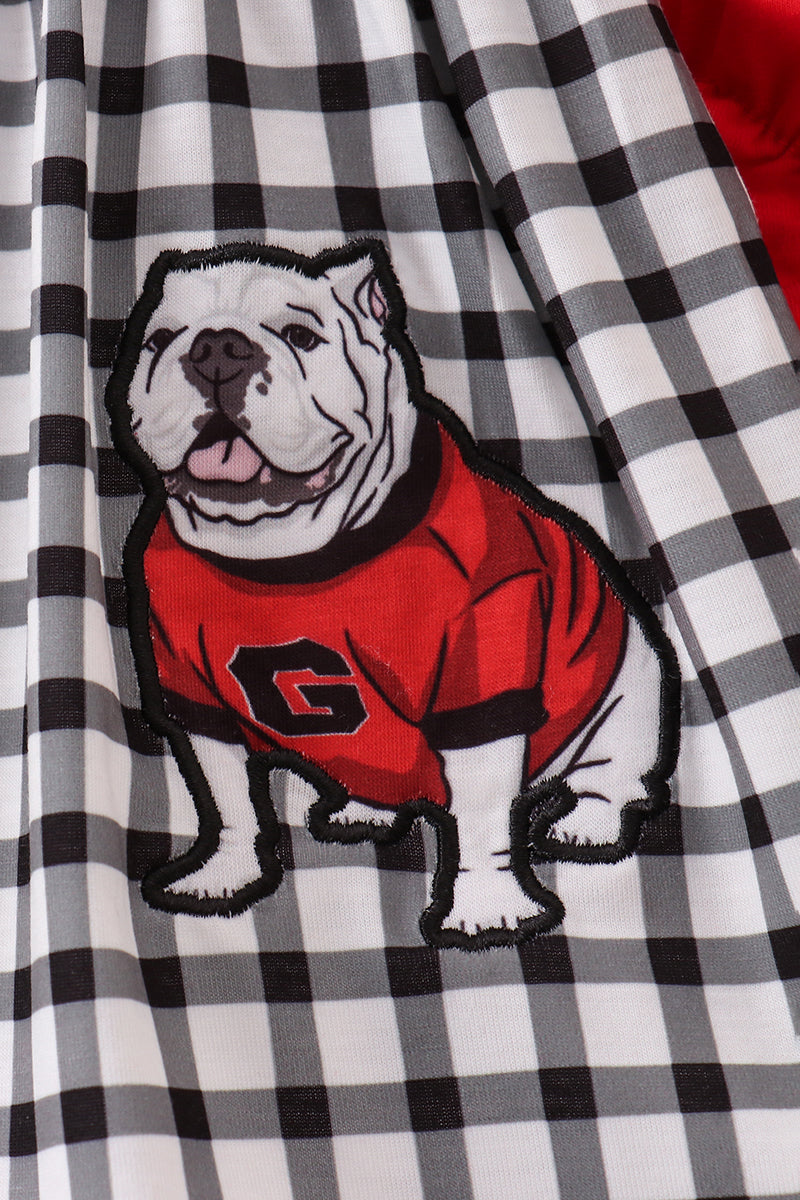 Girls Red Georgia Bulldogs Applique Gingham Bloomer Set