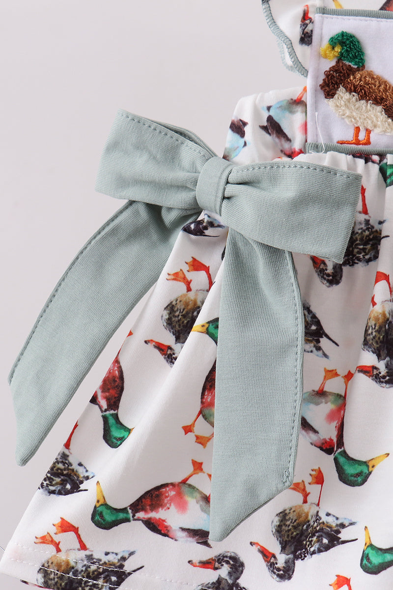 Baby Girl and Toddler Sage Mallard French Knot Bloomer Set