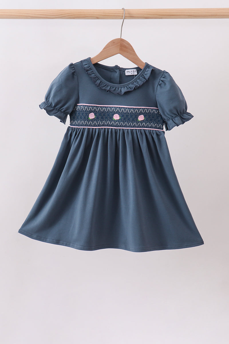 Girls Garden Rose Smocked Ruffle Dress