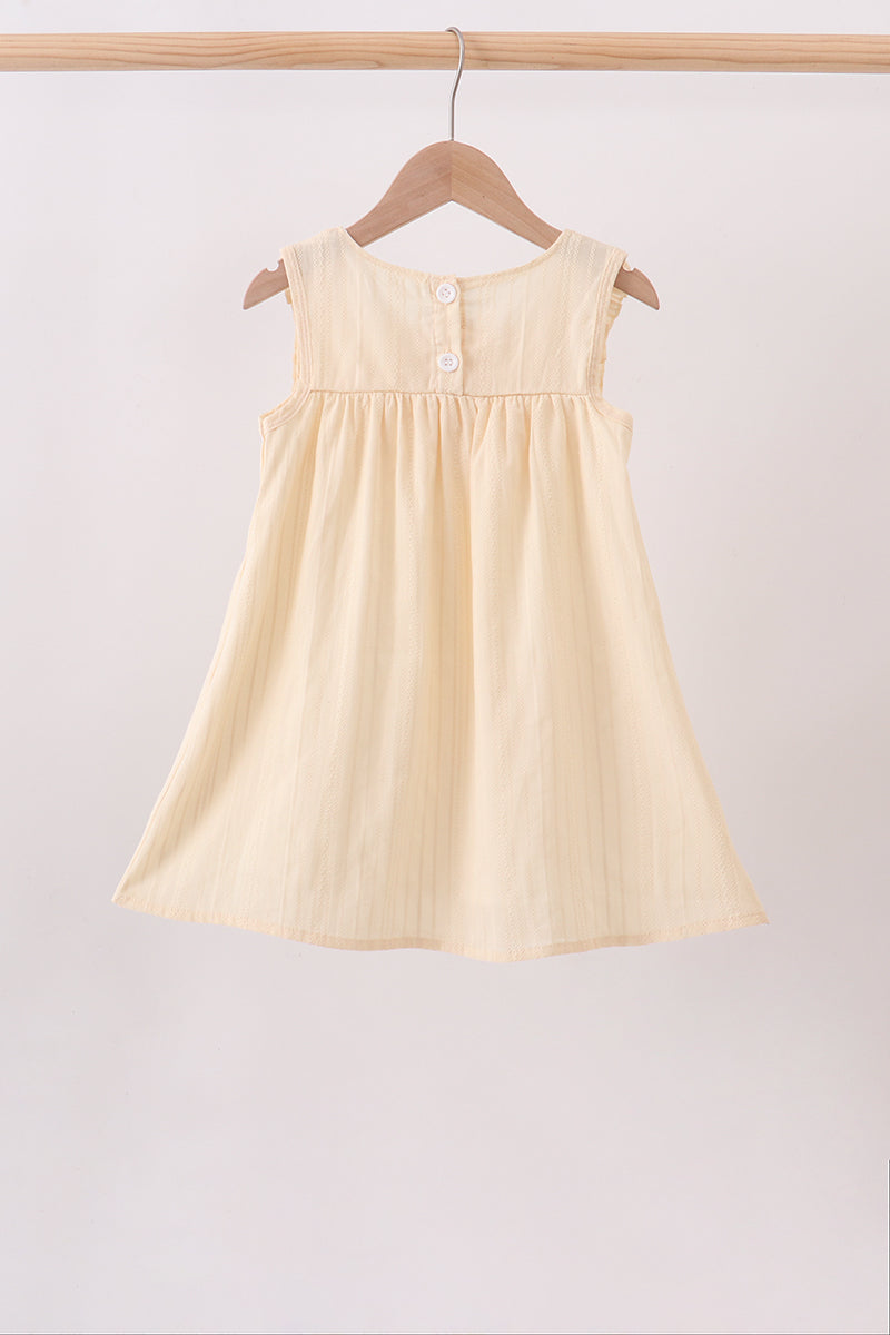 Girls Oatmeal Character French Knot Ruffle Dress