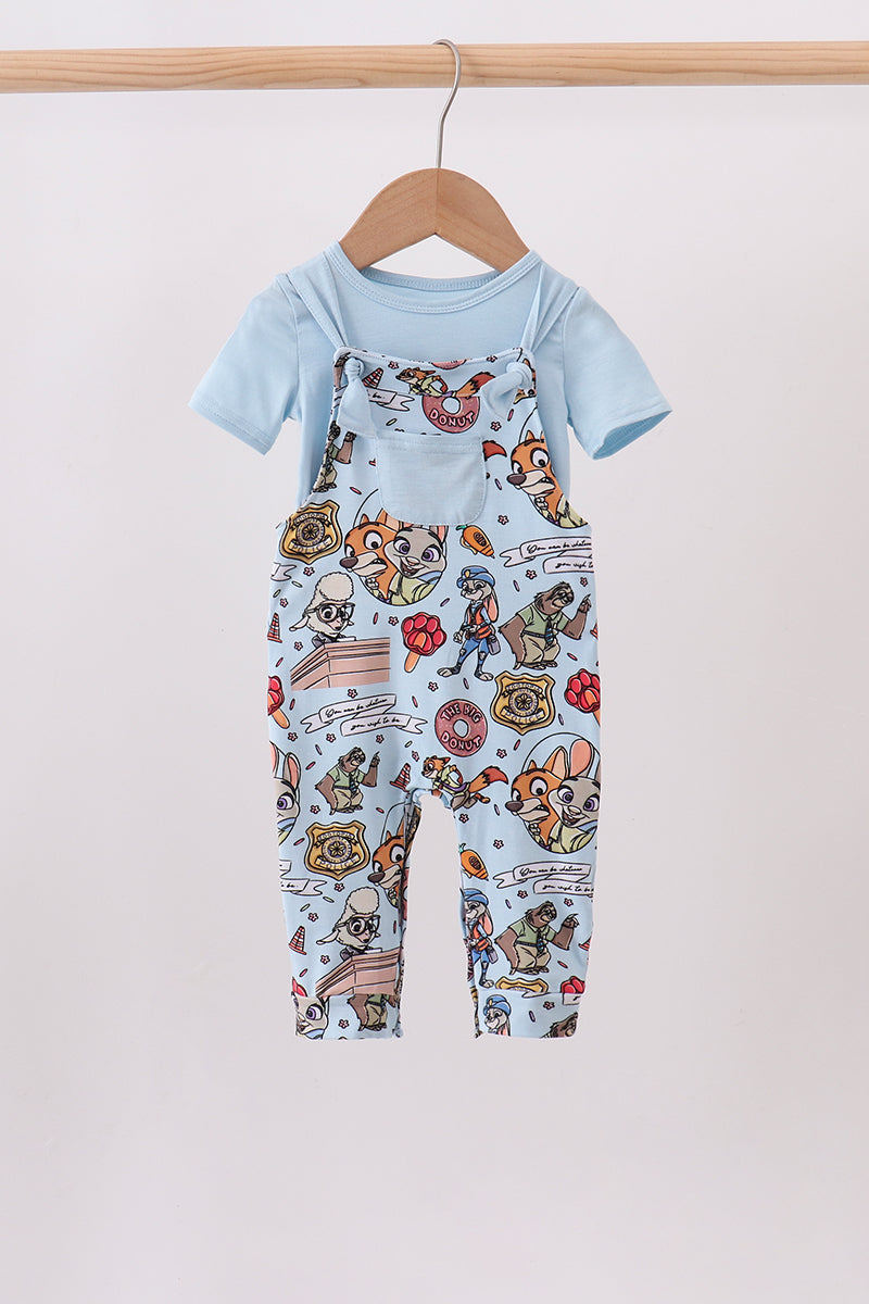 Blue Bamboo Romper Overall Set
