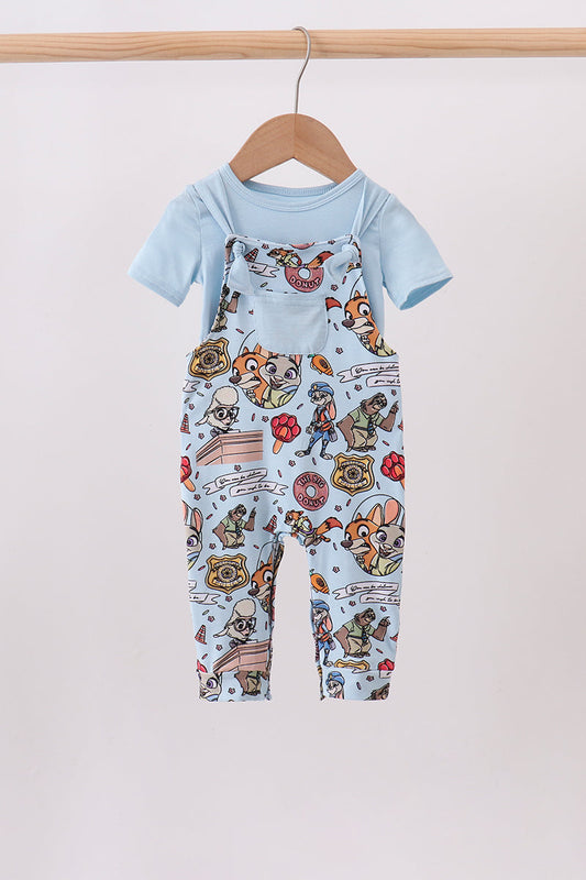 Blue Bamboo Romper Overall Set