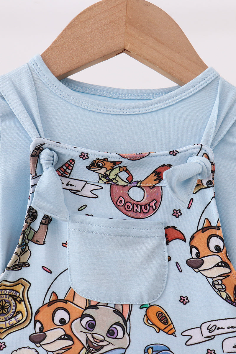 Blue Bamboo Romper Overall Set