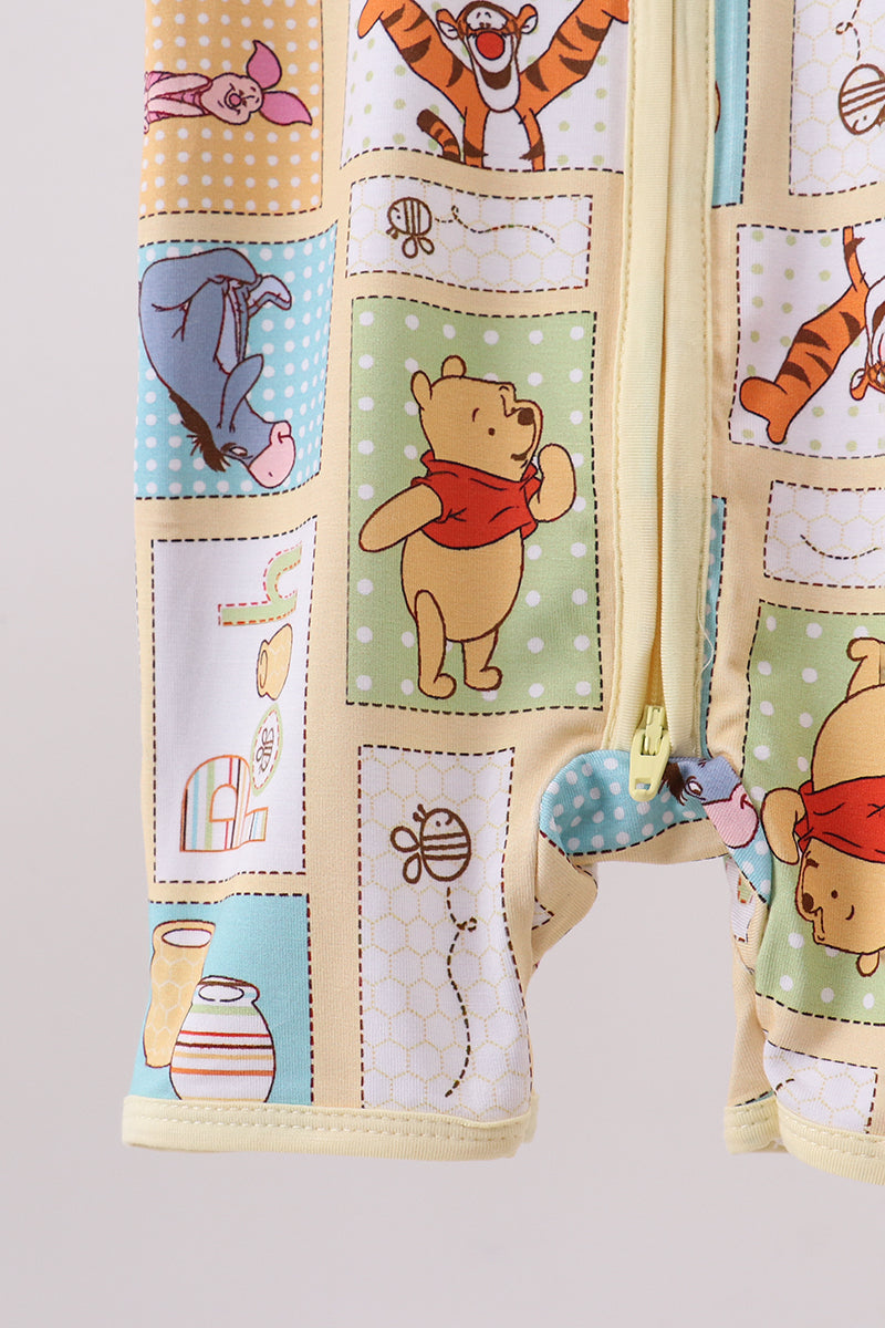 Yellow Winnie the Pooh Bamboo Zip Romper