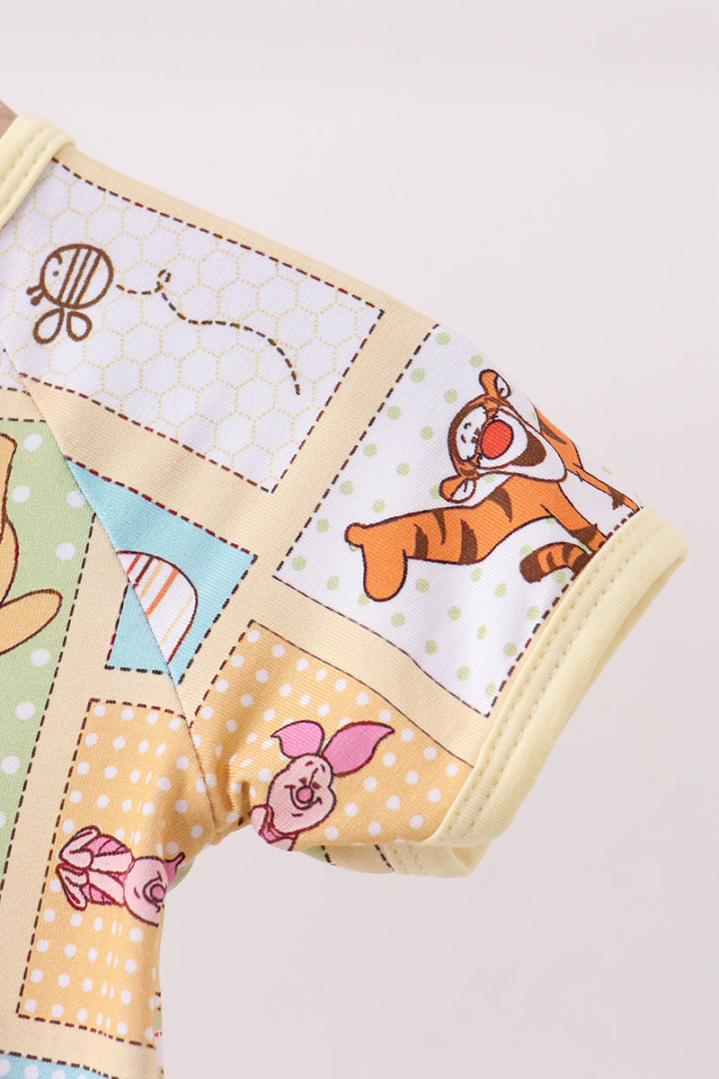 Yellow Winnie the Pooh Bamboo Zip Romper