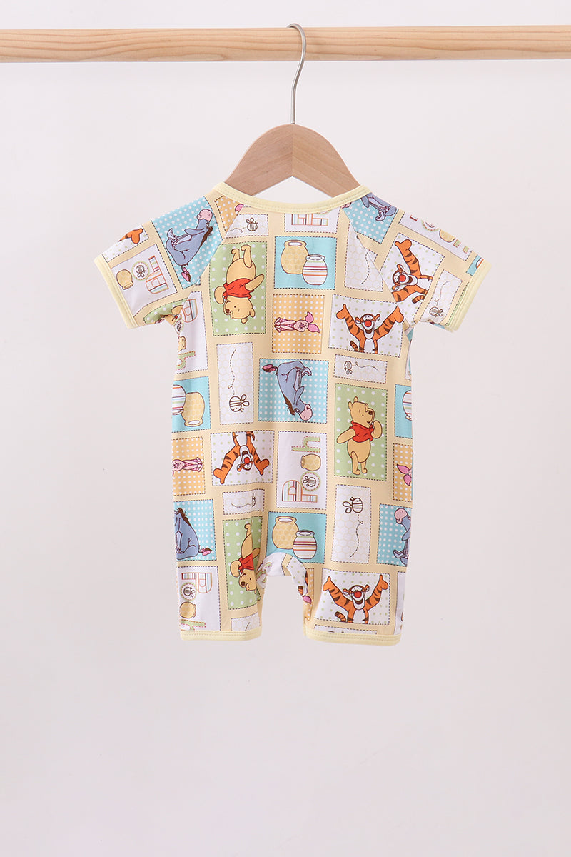 Yellow Winnie the Pooh Bamboo Zip Romper