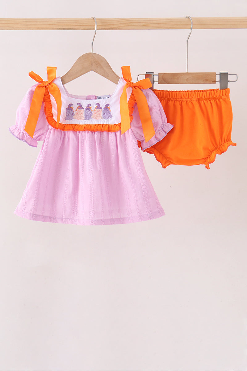 Baby Girl Pink Ghost Embroidery Bloomer Set