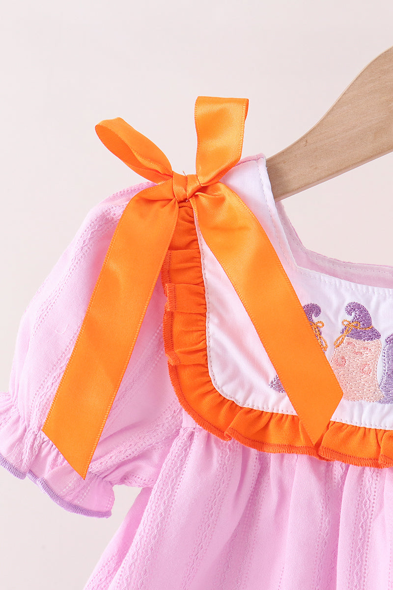 Baby Girl Pink Ghost Embroidery Bloomer Set