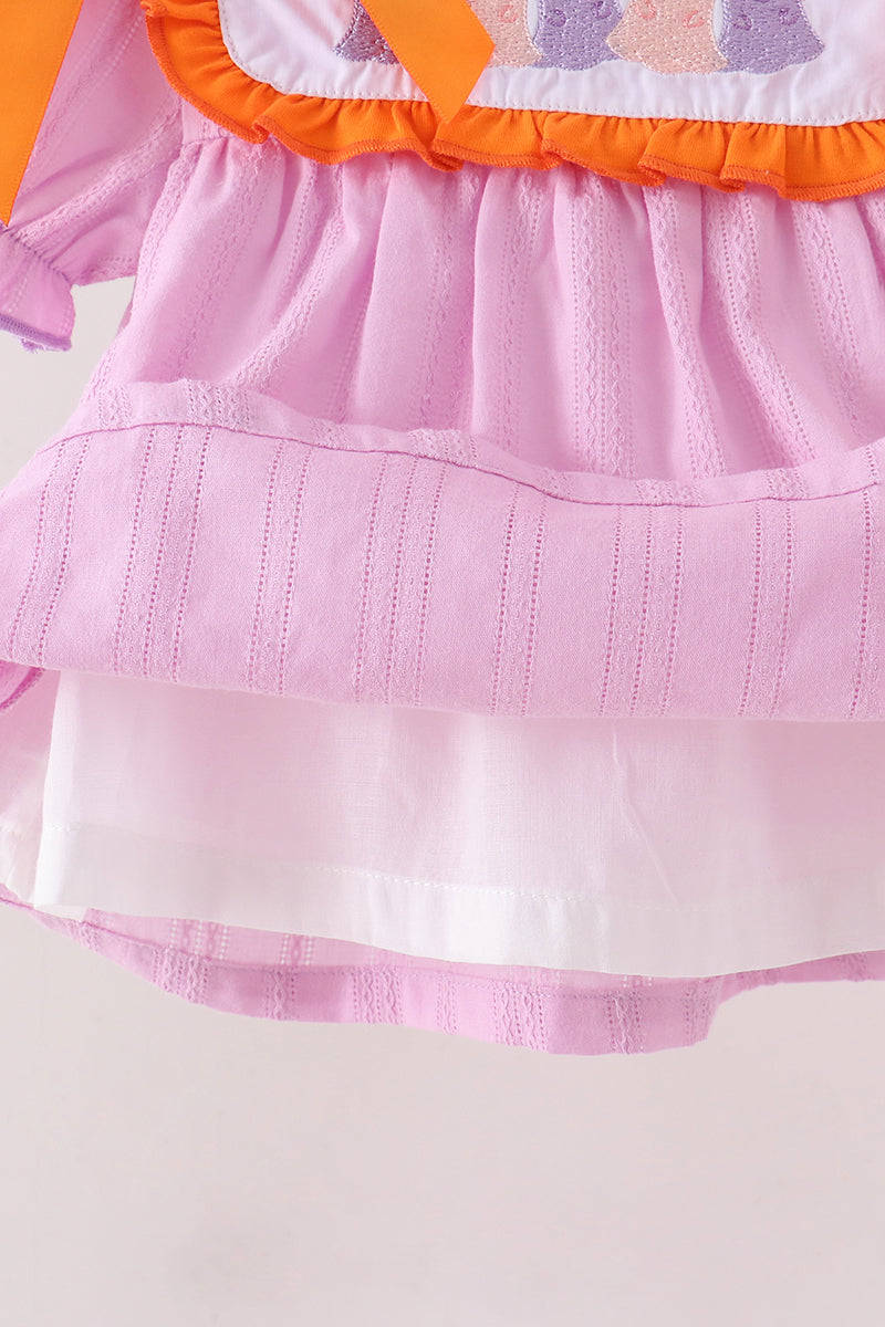 Baby Girl Pink Ghost Embroidery Bloomer Set