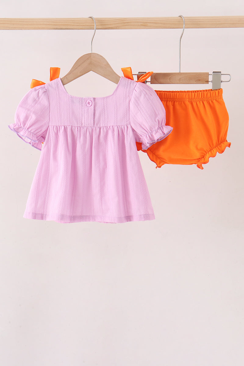 Baby Girl Pink Ghost Embroidery Bloomer Set
