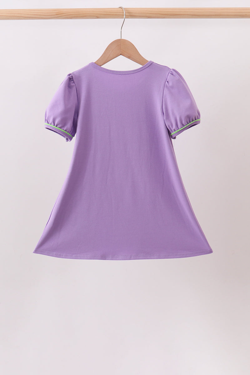 Purple Halloween Applique Dress for Toddlers and Girls