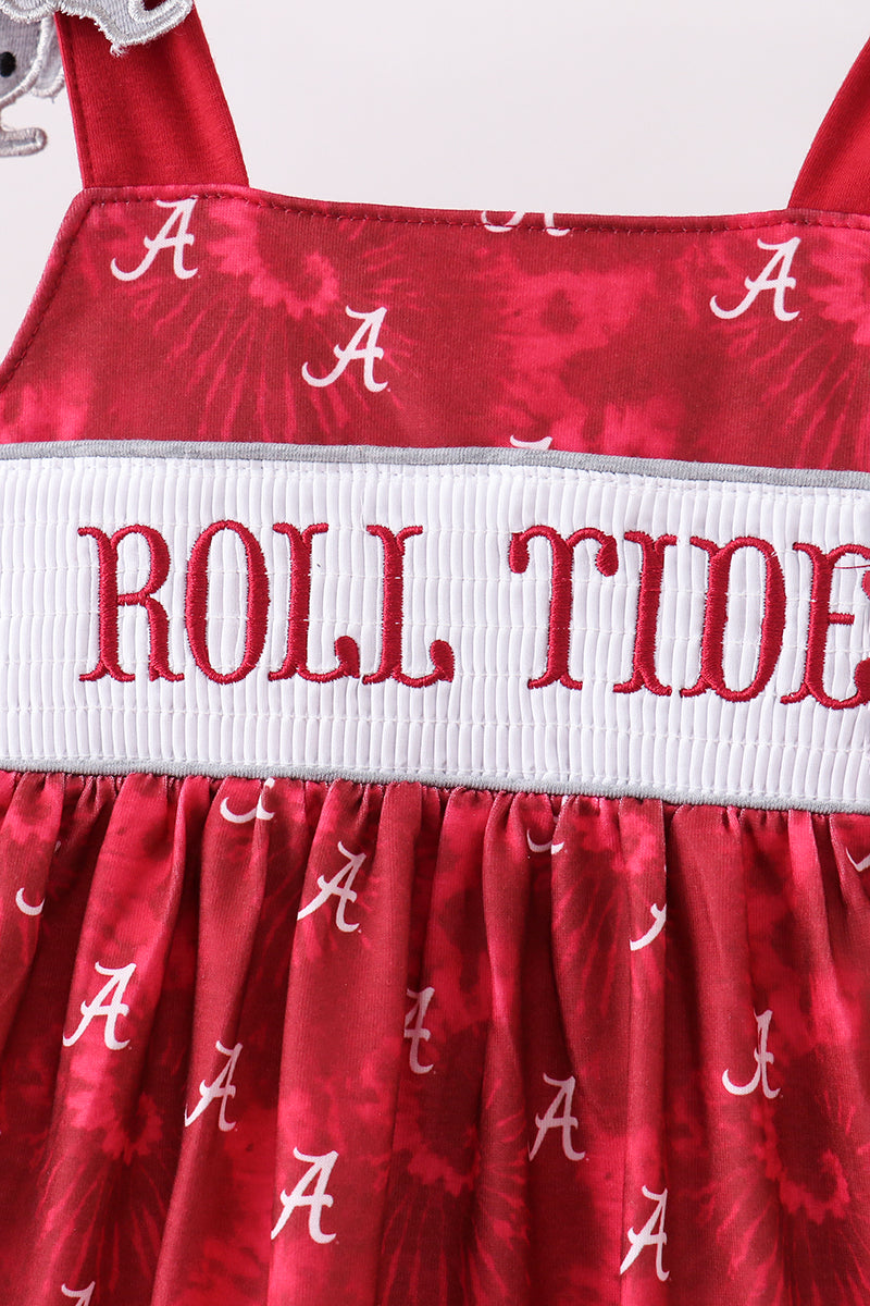 Girls Maroon Alabama Roll Tide Smocked Ruffle Shorts Set