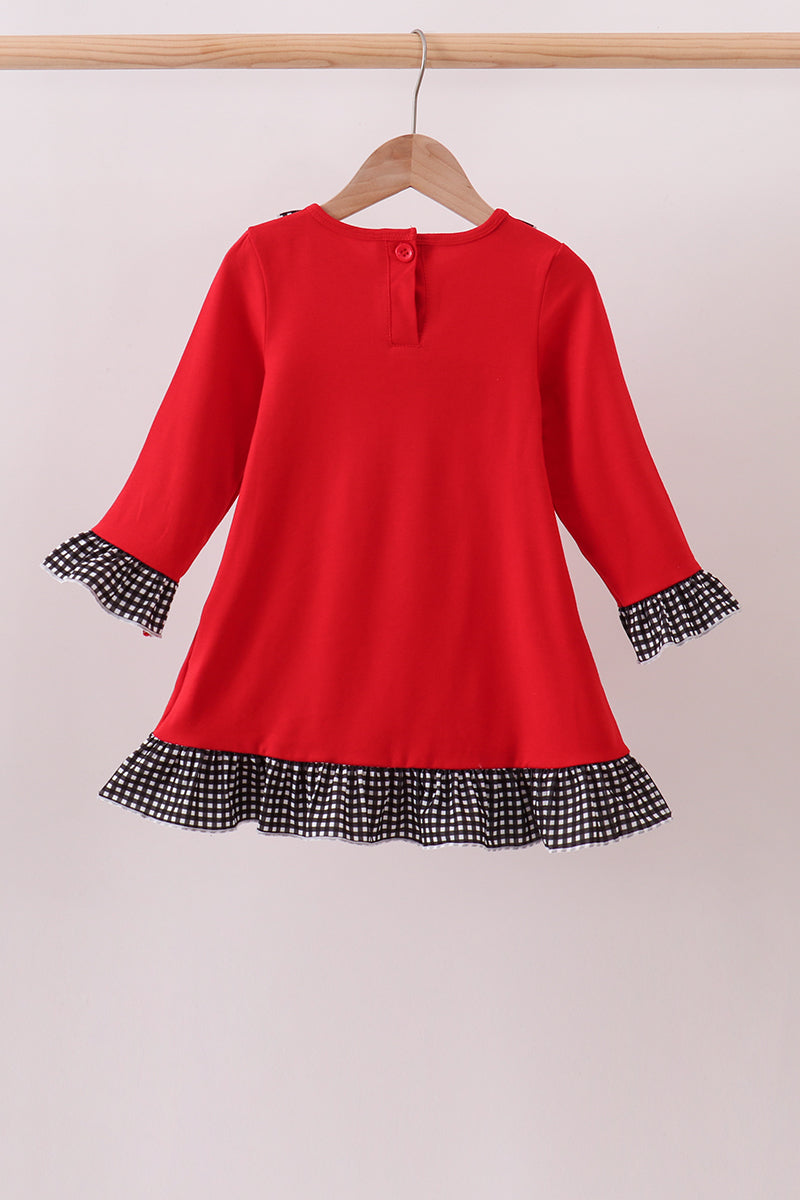 Girls Red Georgia Embroidery Ruffle Dress