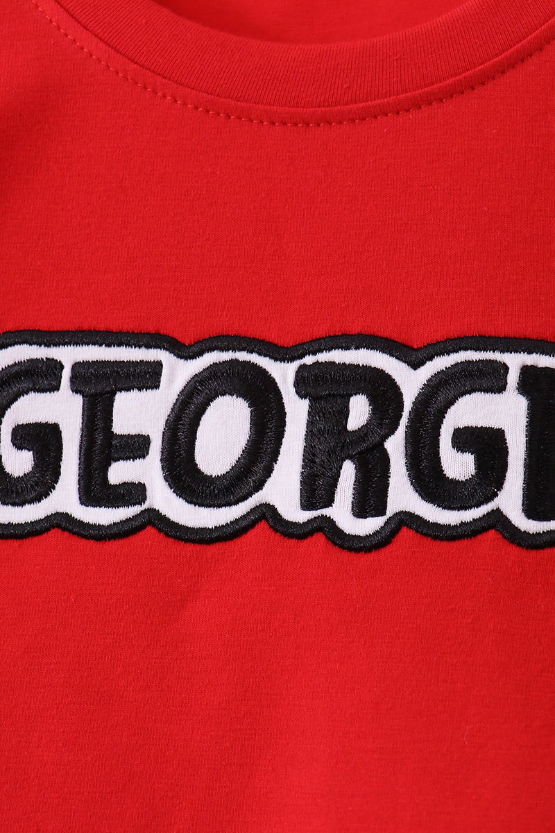 Boys Red Georgia Embroidery Pants Set