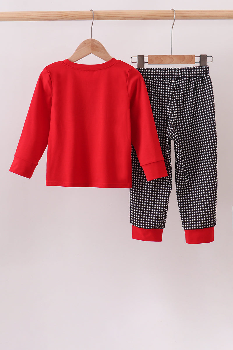 Boys Red Georgia Embroidery Pants Set