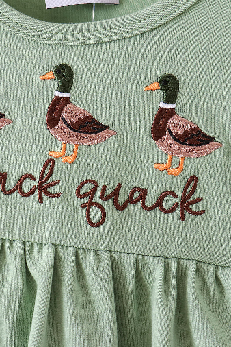 Green Duck Quack Quack Ruffle Gingham Bloomer Set