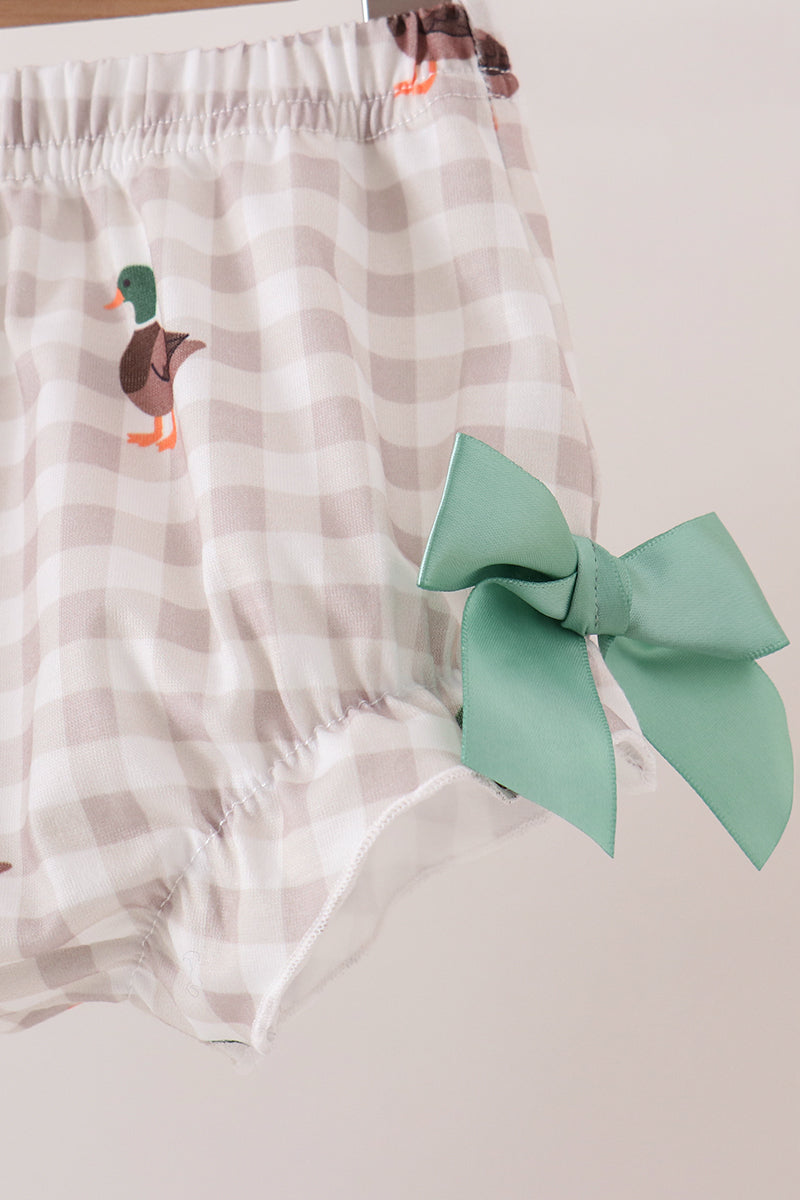 Green Duck Quack Quack Ruffle Gingham Bloomer Set