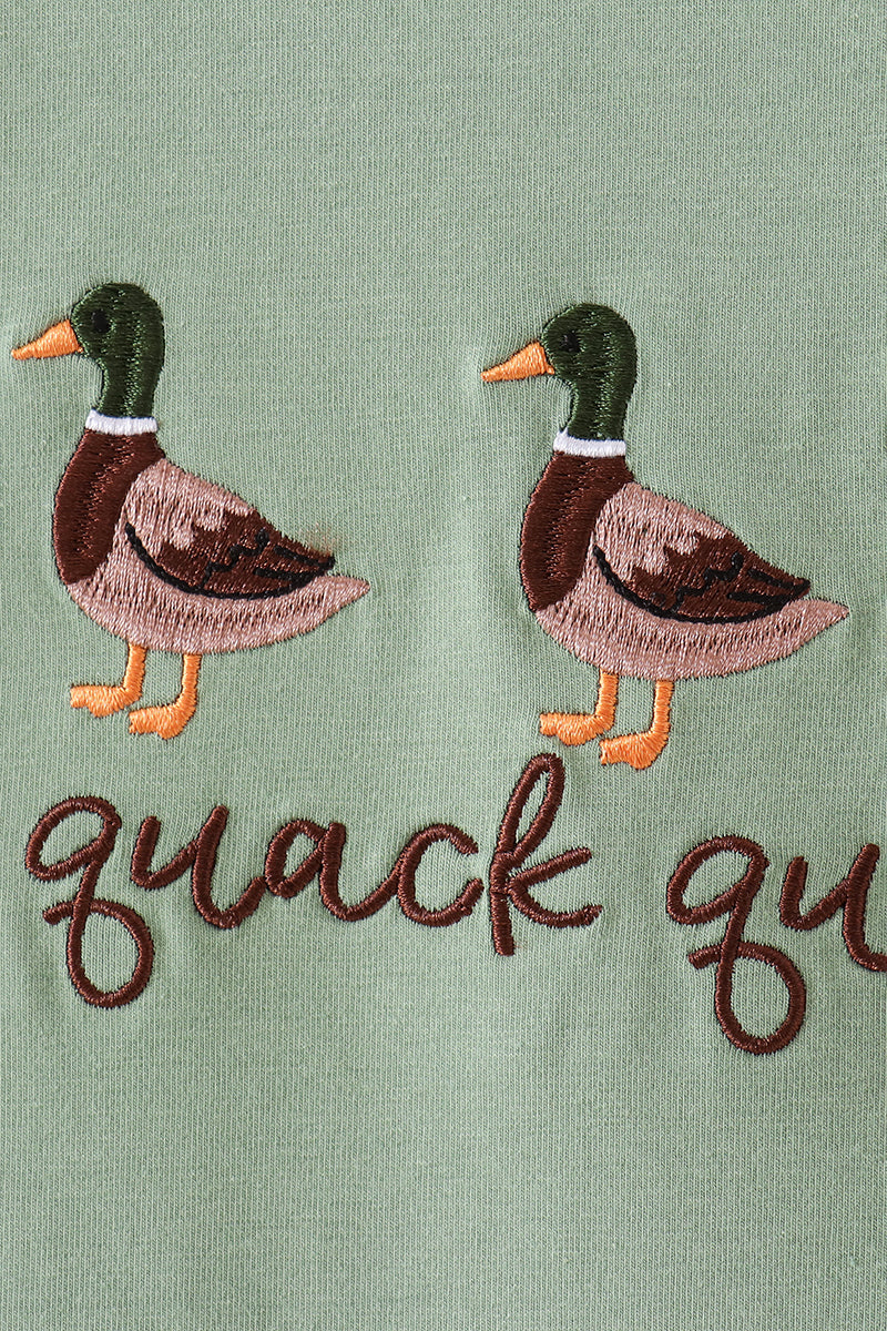 Green Duck Quack Embroidery Ruffle Pants Set
