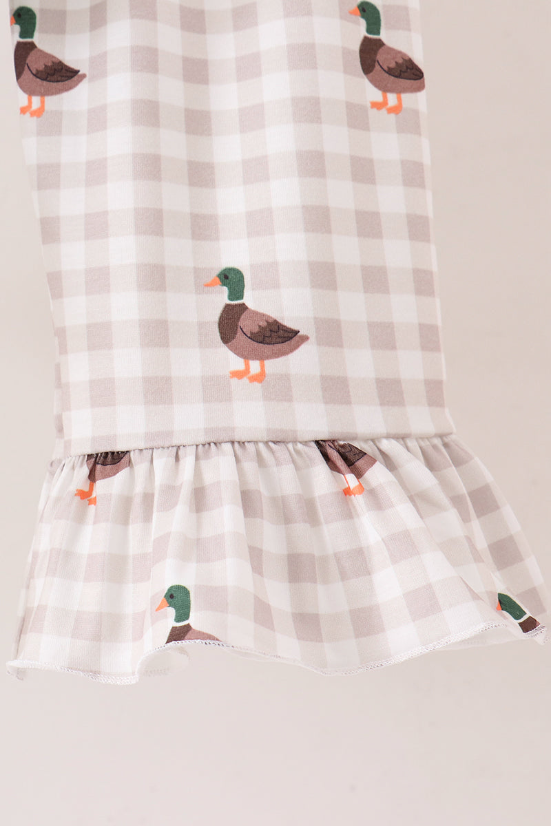 Green Duck Quack Embroidery Ruffle Pants Set