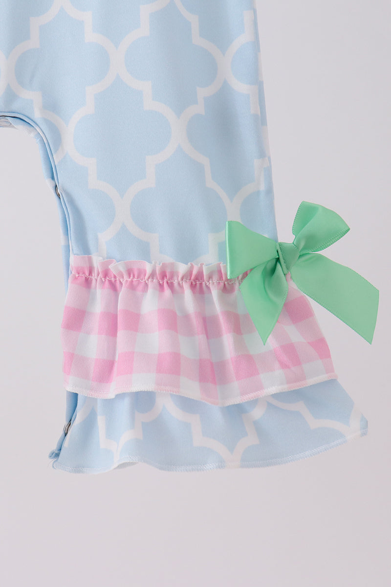 Blue Birthday Cake Appliqué Ruffle Romper
