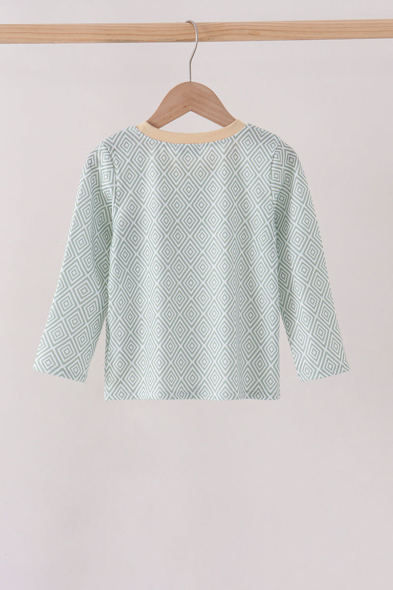 Boys Khaki Geo Diamond Pocket Top